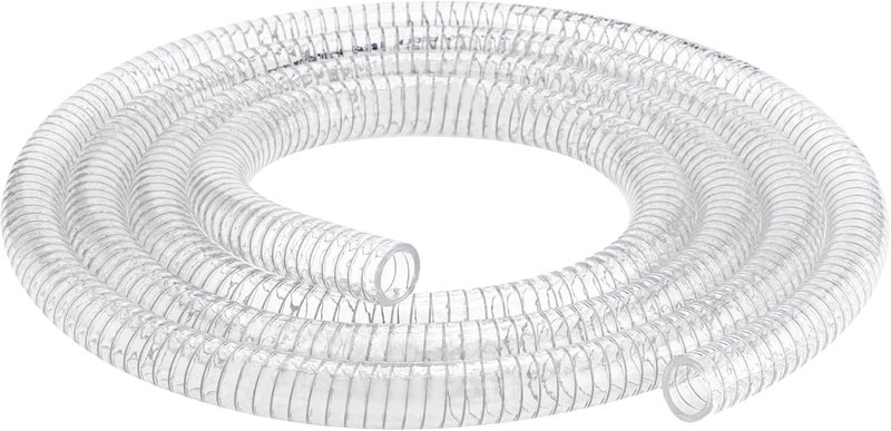 Geowaky 1/2"id-25ft PVC Reinforced Tubing Steel Wire Suction Flexible Hose Vinyl Tubing Heavy Duty PVC Vacuum Hose Drain Fuel Oil Gas Water for Marine Bilge Pump Pond Spa - Image 1